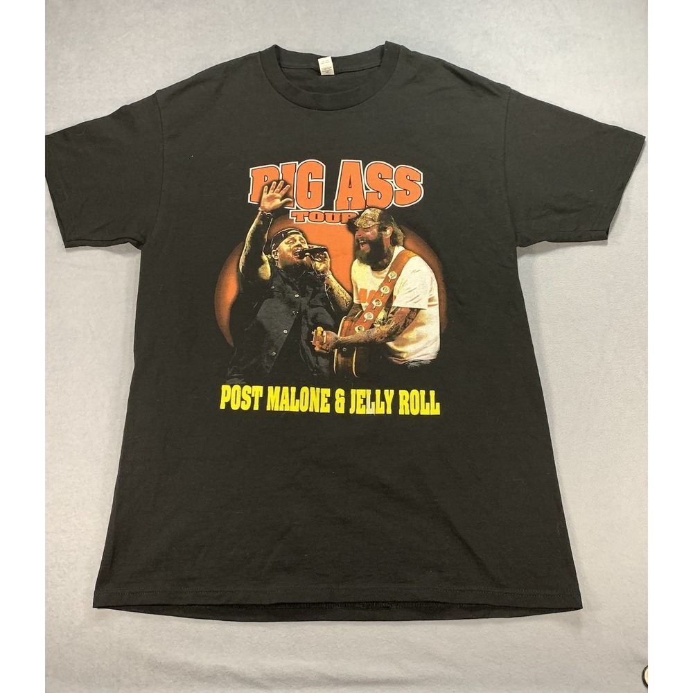 Post Malone Jelly Roll Big Ass Stadium Tour T-Shirt Brown 2024 Concert Tee Sz L